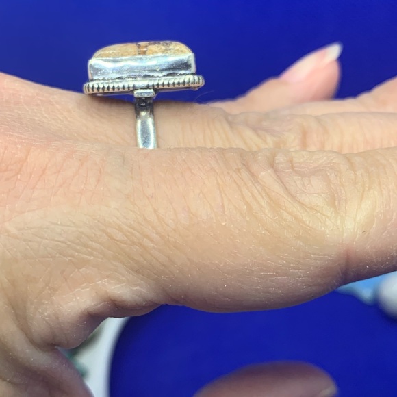 Picture Jasper Ring w Dendrites! .925 Sterling Silver Plated, Size 9.25 - Picture 8 of 10